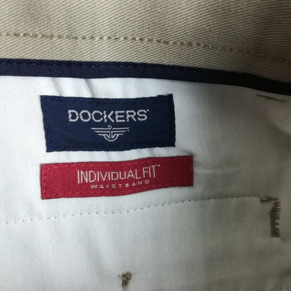 Dockers Mens Dress Pants Flat Front Classic Fit Stretch Waistband Brown 36x34 - Picture 12 of 15